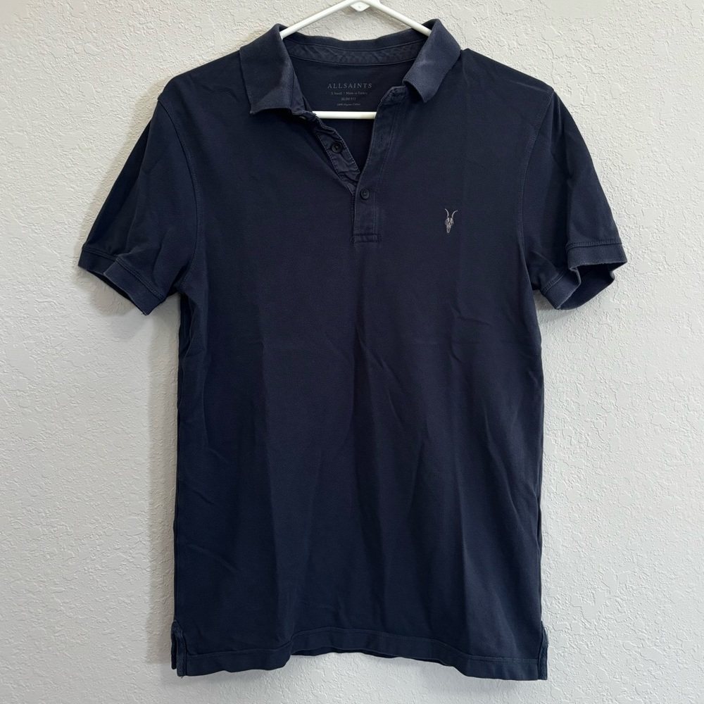 All Saints Dark Blue Men's Polo Shirt